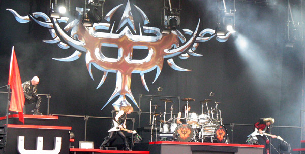 Judas Priest on stage at Download 2008