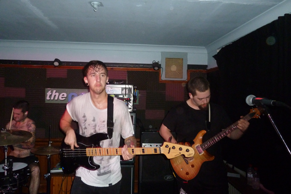 Joe and Will from Rise To Remain on stage at The Portland Arms, Cambridge
