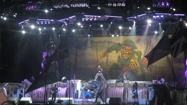 Iron Maiden on stage at Sonisphere Knebworth 2010