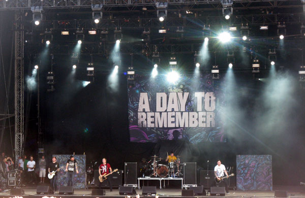 A Day To Remember on stage at Download Festival 2010