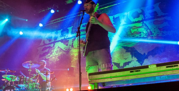 Adam D from Killswitch Engage on stage in Glasgow 2014