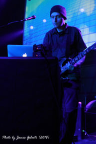 Justin Broadrick from Jesu with his laptop on stage at Beyond The Redshift Festival, London, May 2014