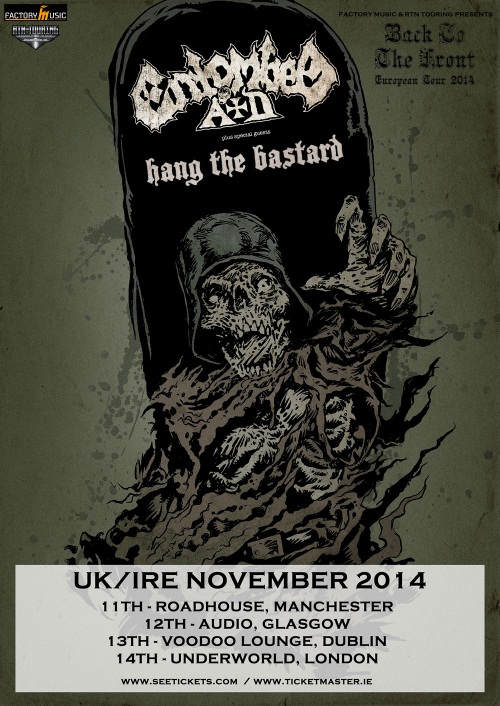 Entombed A.D. Hang The Bastard November 2014 UK Tour Poster