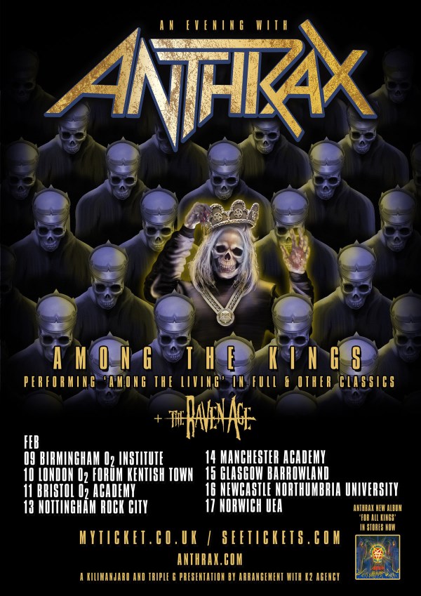 Anthrax Among The Living 2017 UK Tour Poster