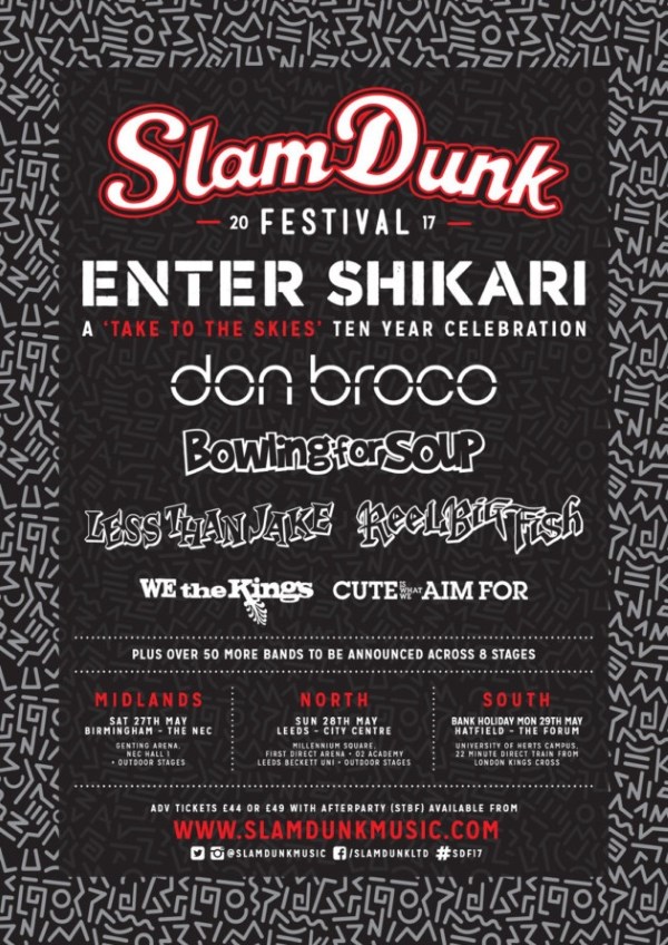 Slam Dunk Festival 2017 Second Line Up Poster Bowling For Soup Don Broco