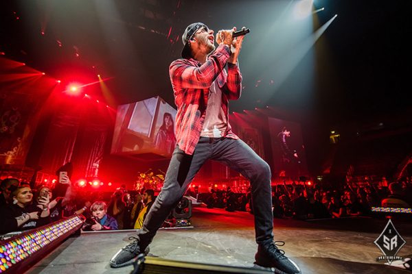 Avenged Sevenfold on stage at Manchester Arena 16th January 2017