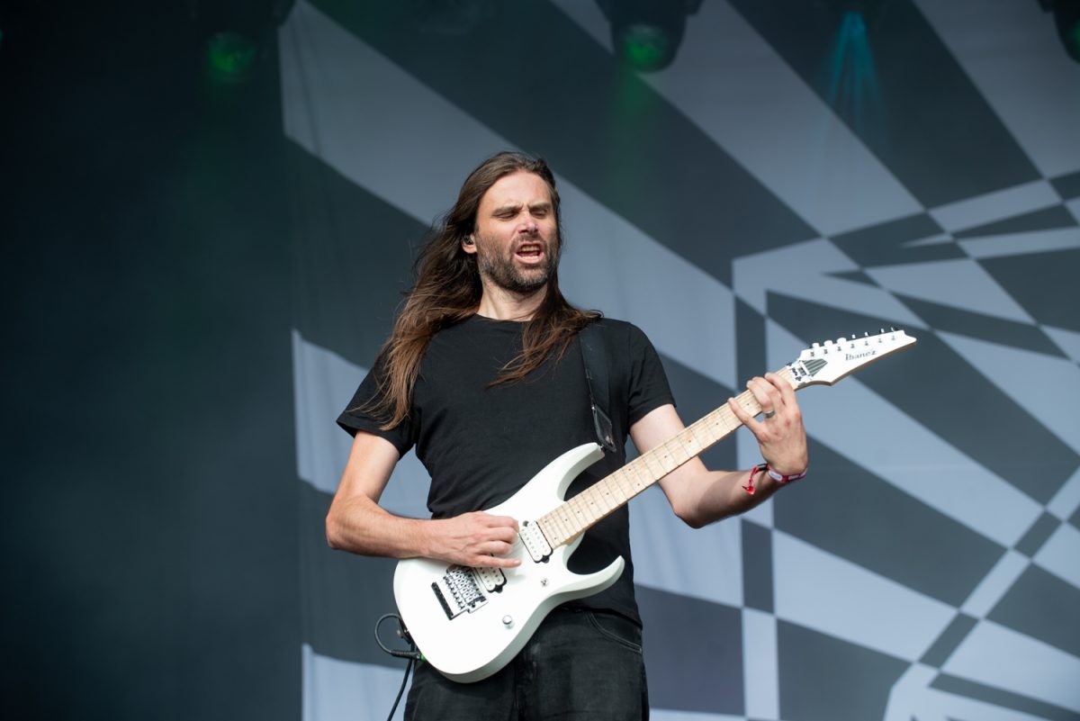 James Monteith of TesseracT on stage at Bloodstock Open Air Festival 2019
