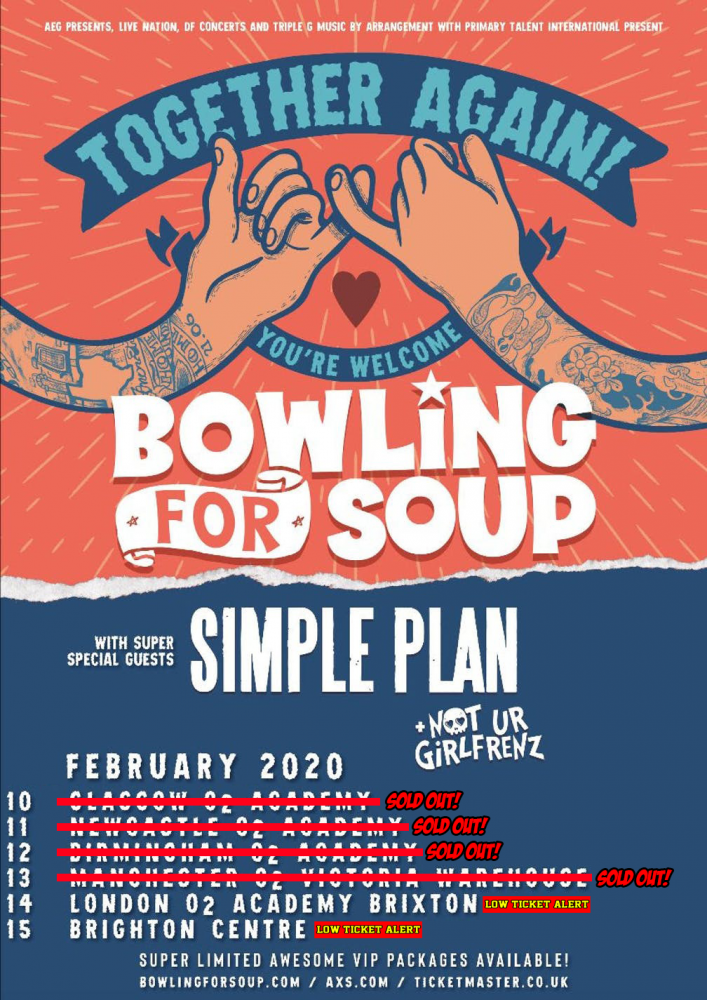 Bowling For Soup - Together Again, You're Welcome UK Tour Poster February 2020