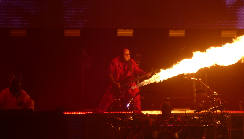 Slipknot O2 Arena London V Man with his flamethrower bass.