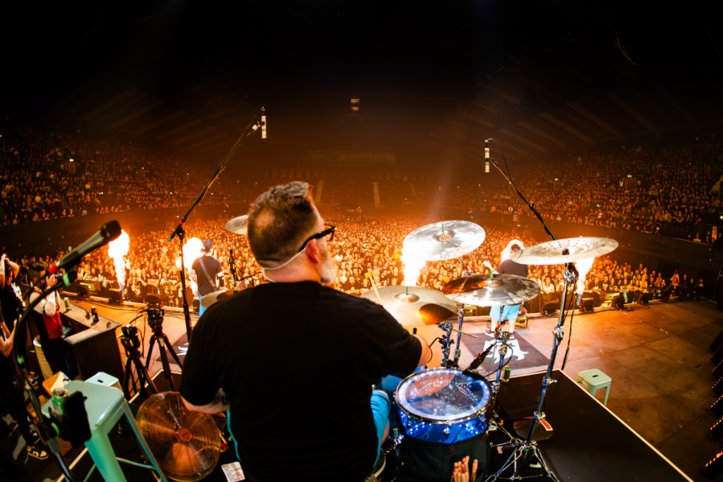 Bowling For Soup drummer Gary Wiseman on stage at Wembley Arena, December 2025, by Amy Russell