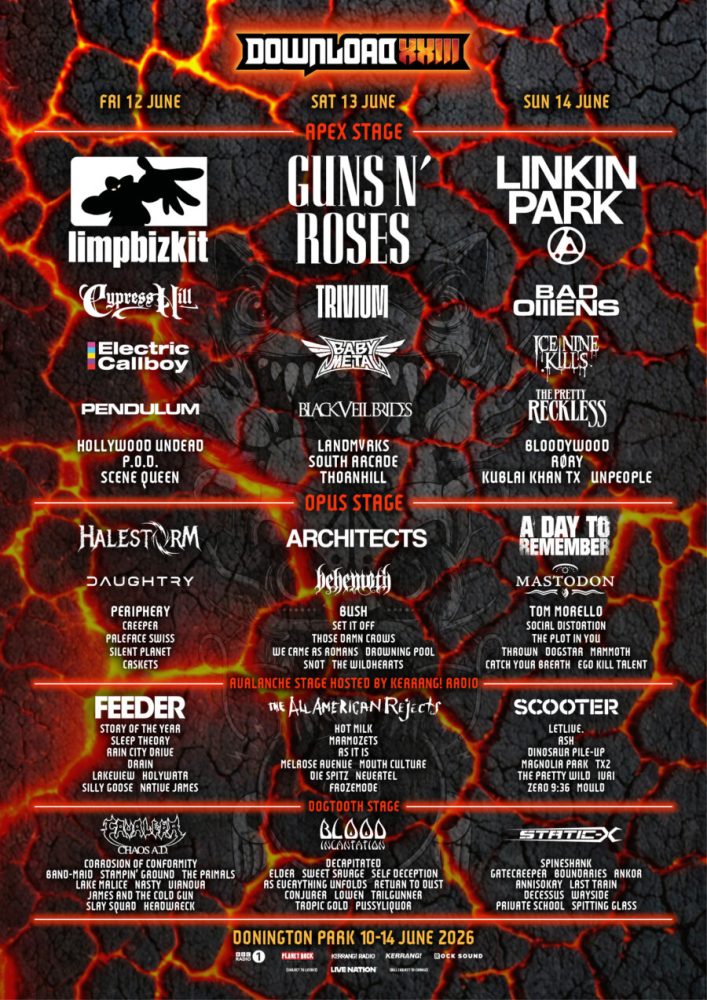 Download Festival 2026 XXIII Full Line Up Poster v3 Wildhearts