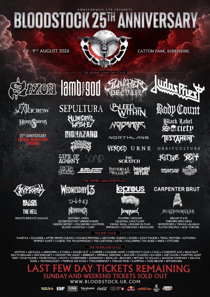 Bloodstock Open Air Festival 2026 Final Line Up Poster